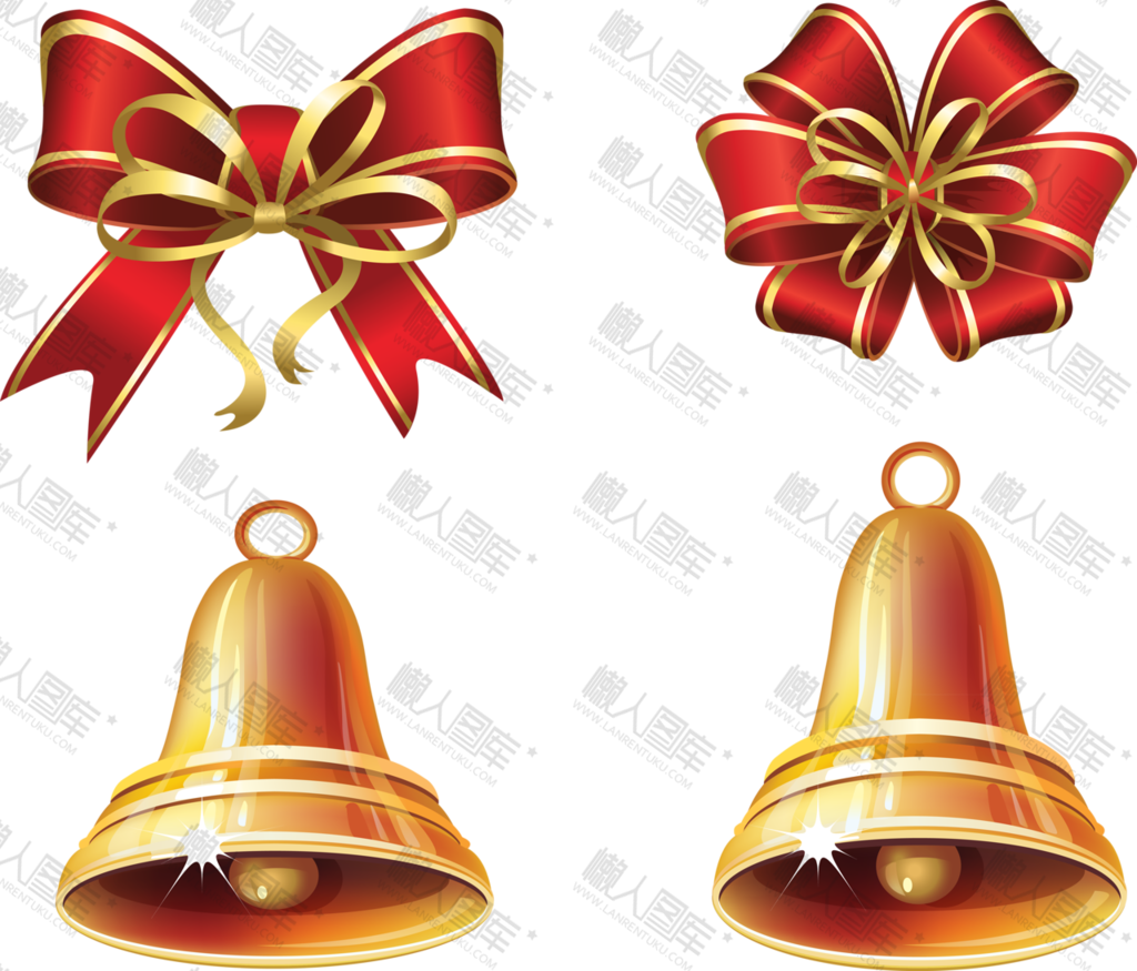 蝴蝶结铃铛圣诞装饰元素