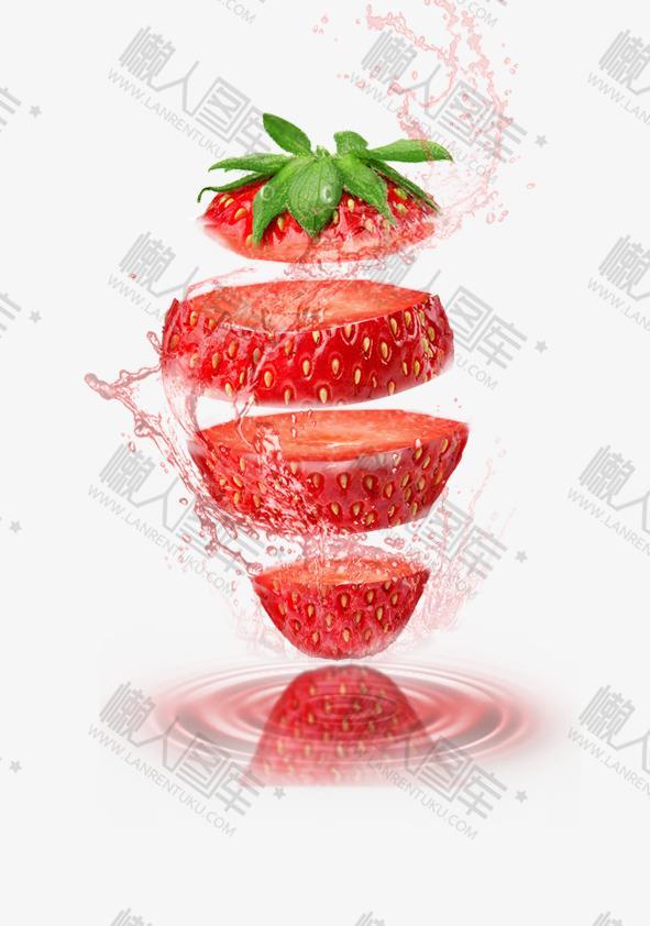 切开的草莓png免抠