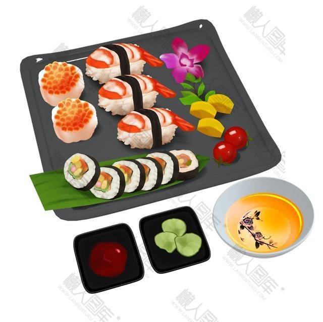 清新日式和风寿司美食插画