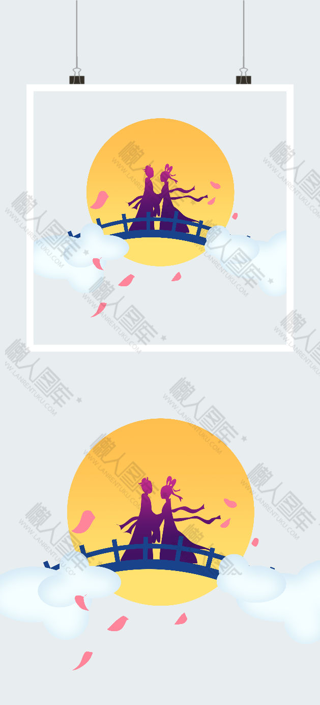 七夕牛郎织女鹊桥月下相会图片图2