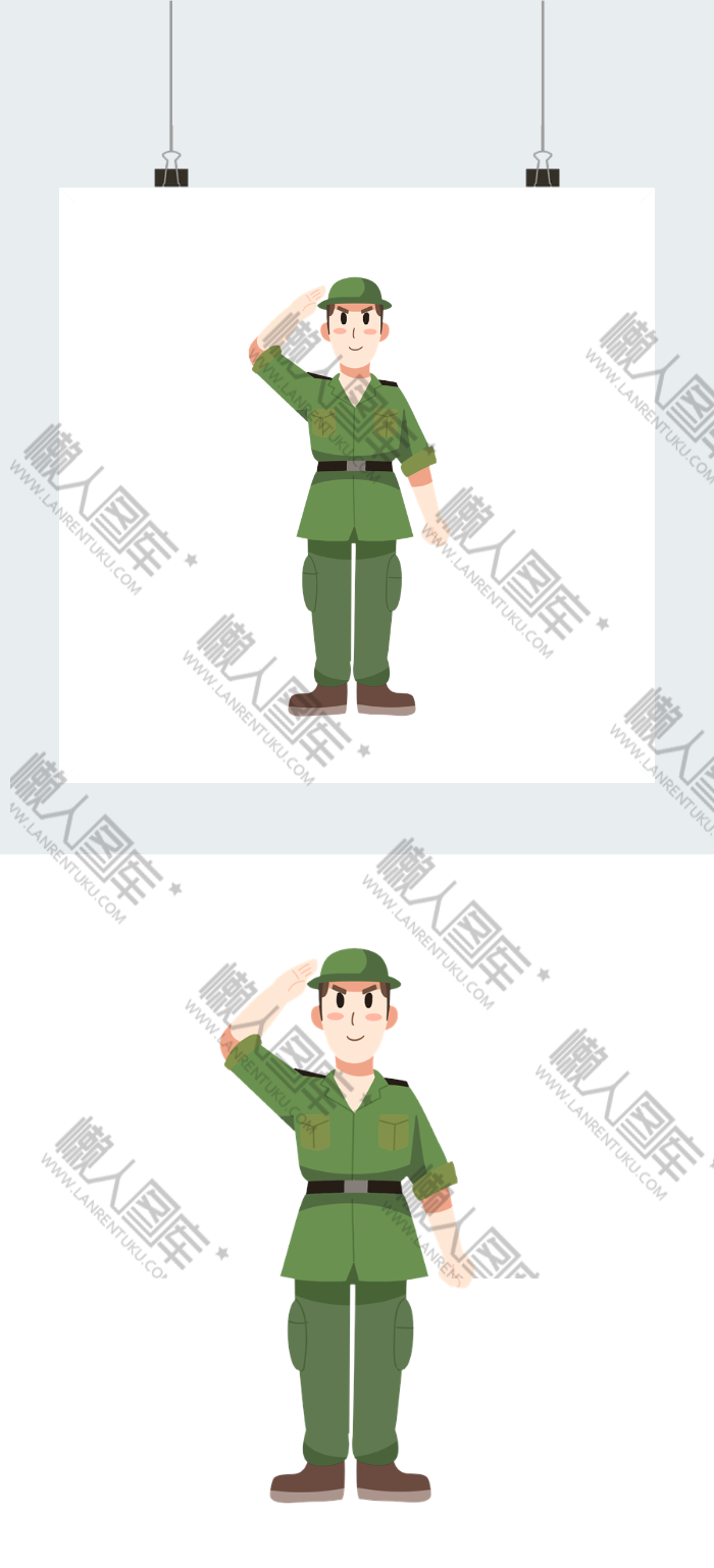 卡通军人敬礼图片图2