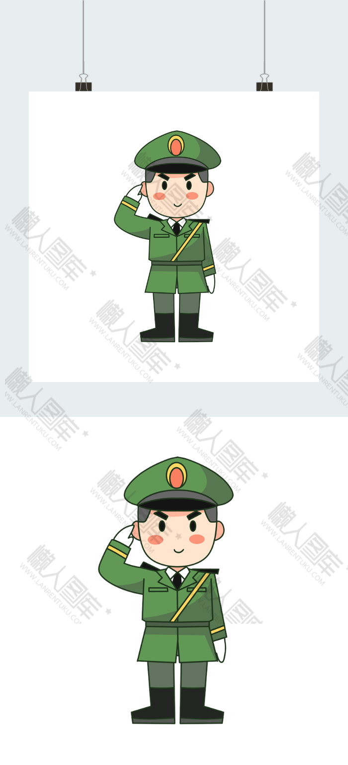可爱军人形象插画素材图2