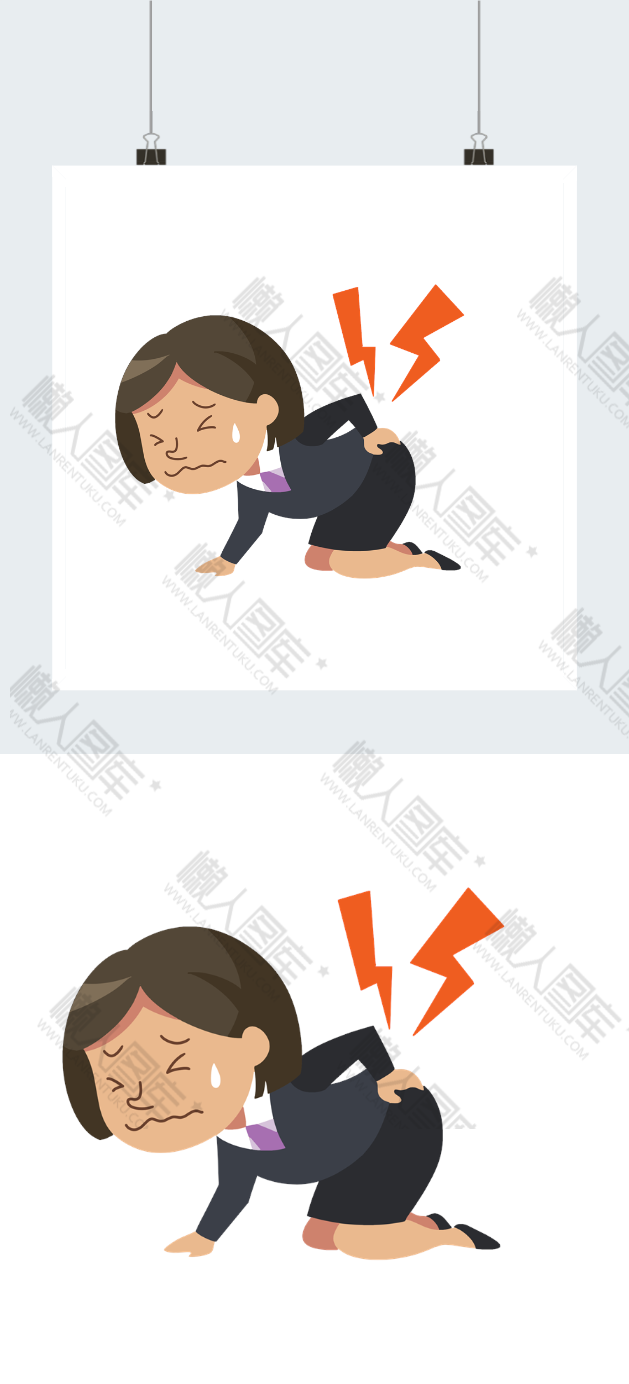腰痛职业病卡通插画图2