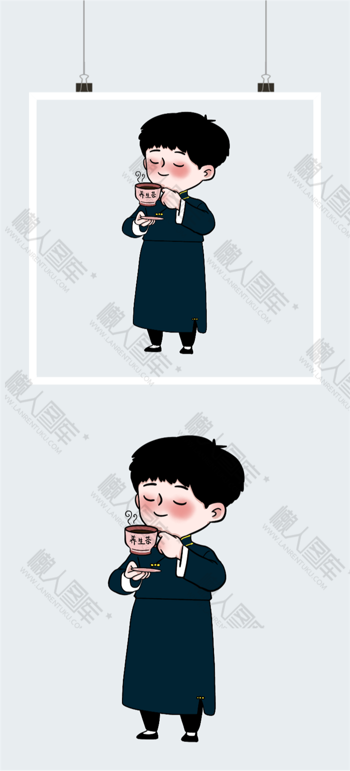 养生男孩插画素材图2
