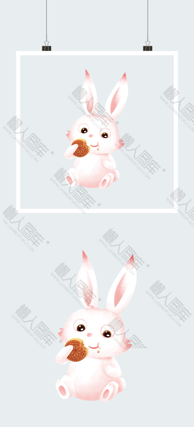 中秋兔子吃月饼插画图2