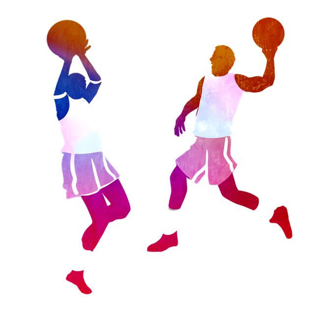 篮球对抗比赛人物插画