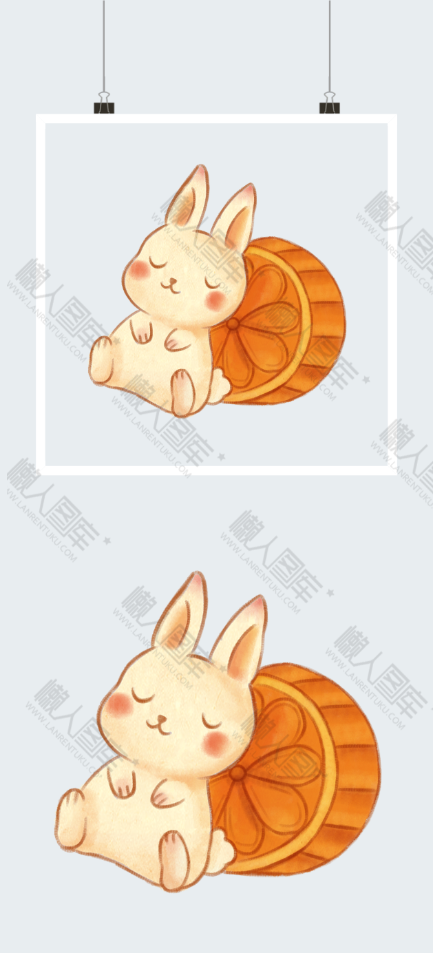 中秋节玉兔月饼插画图2