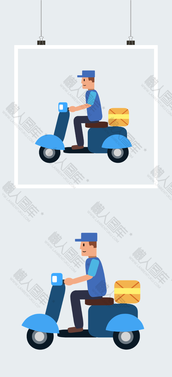 快递小哥骑着摩托卡通图片图2