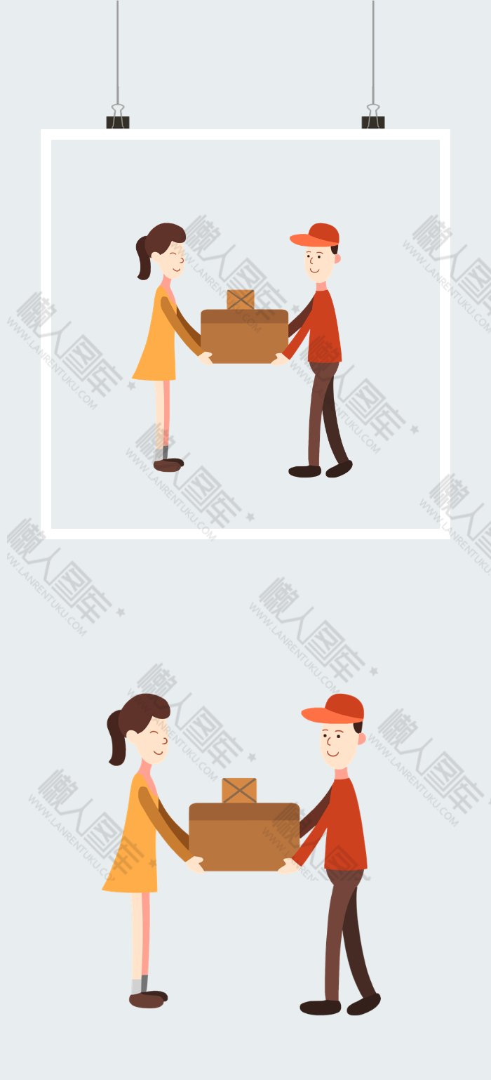 快递员包裹送到客户手中插画图2