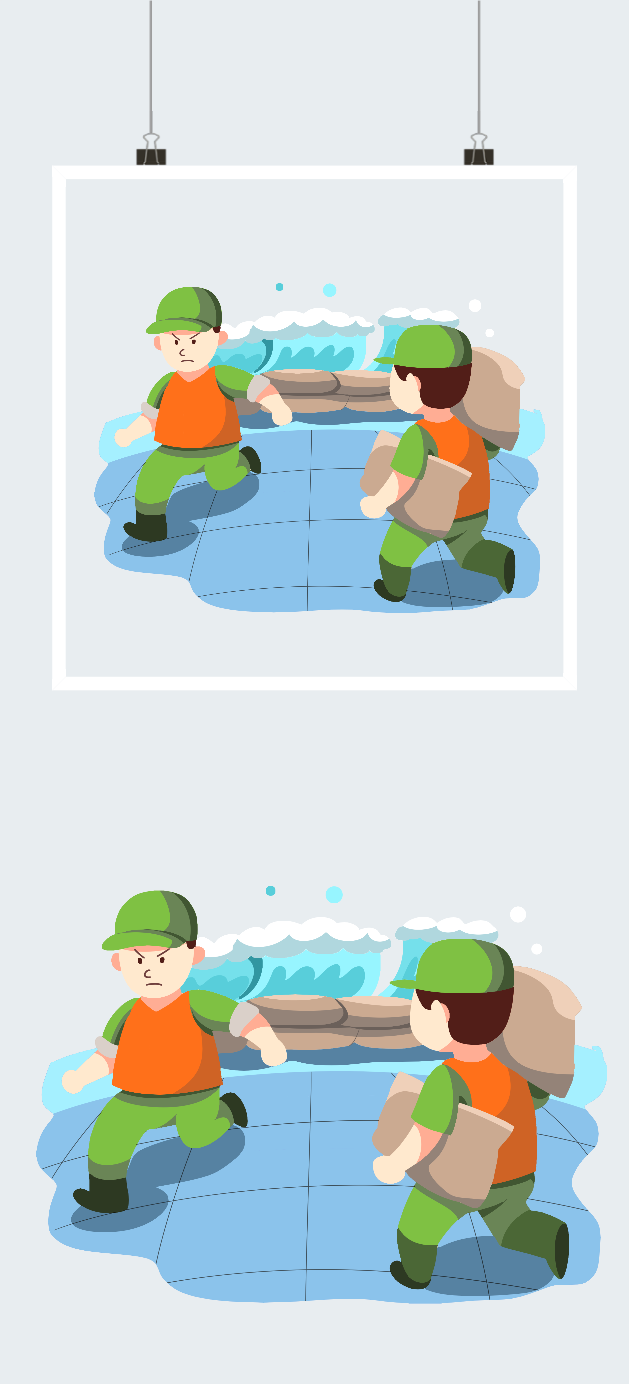 抗洪抢险人物插画图2