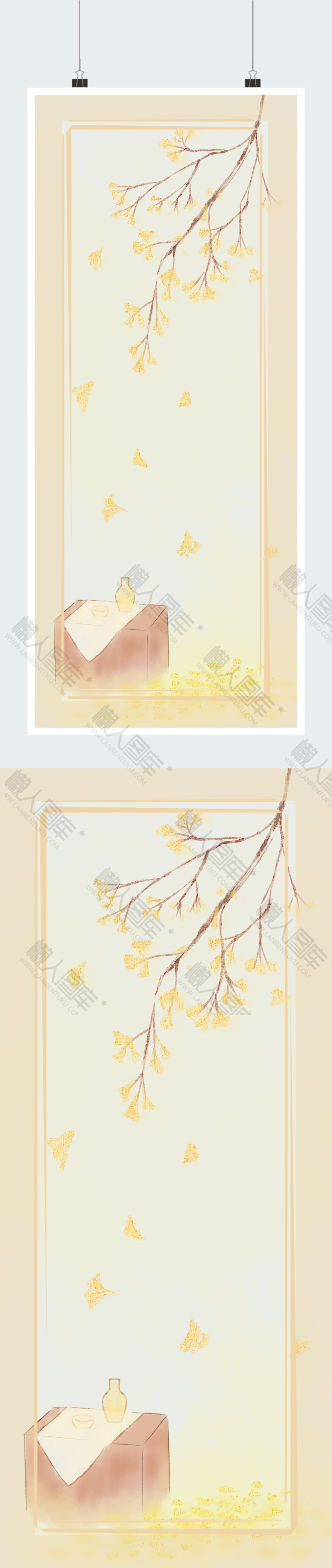 秋天秋叶飘落插画图2