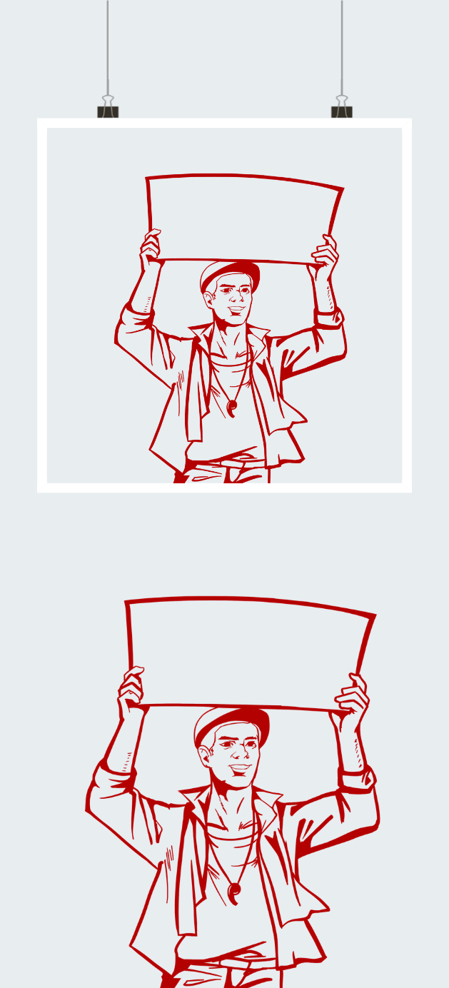 红色复古人物举牌插图图2
