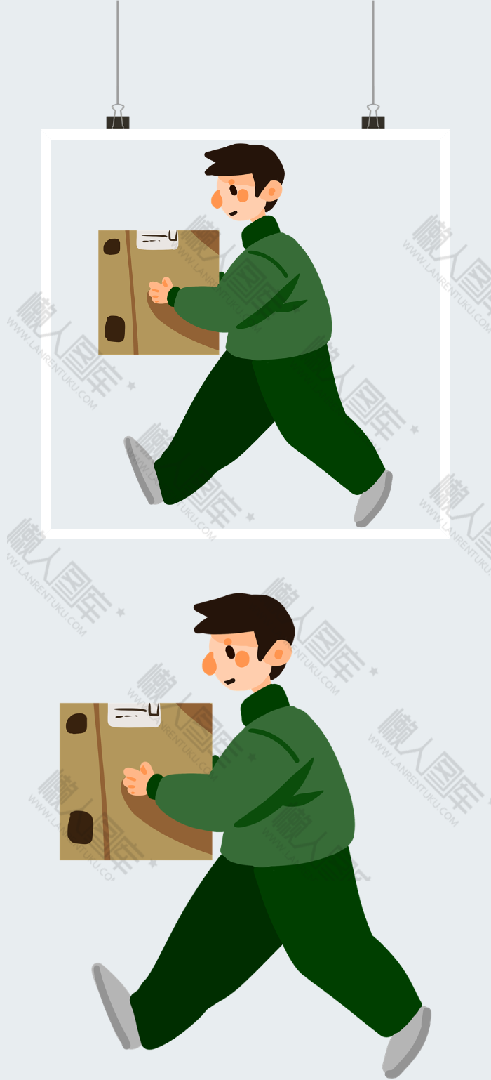 绿色衣服送外卖小哥卡通图片图2