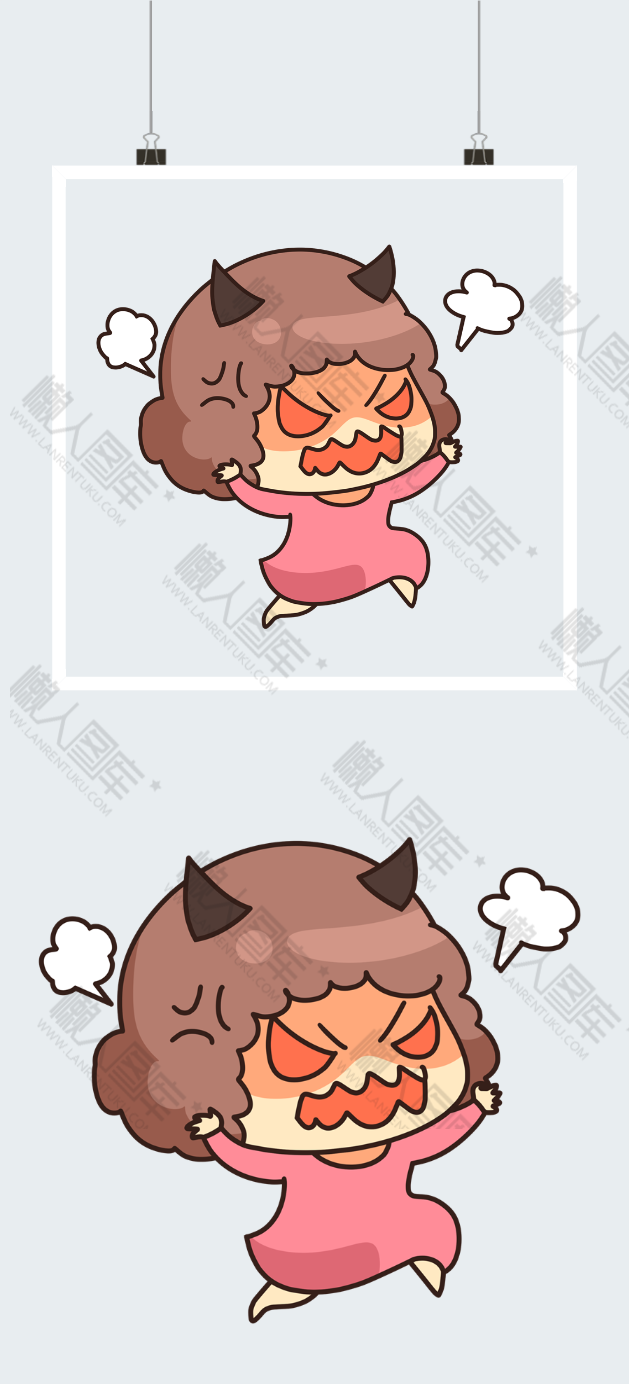 暴躁女孩卡通插画图2