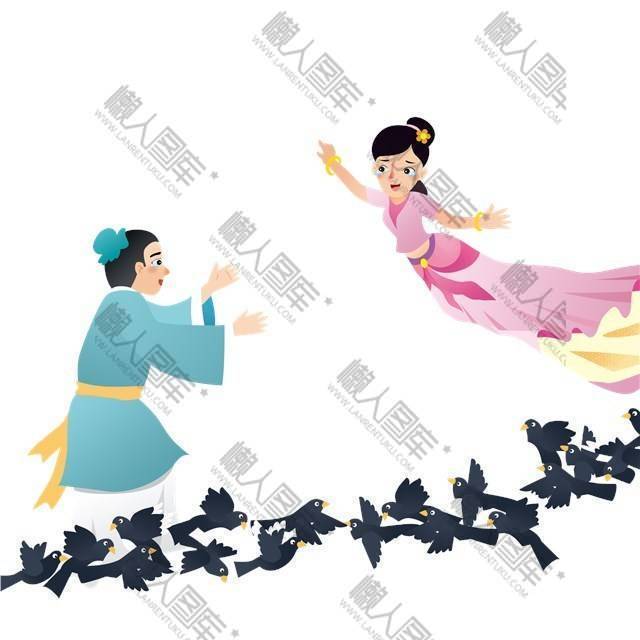 牛郎织女卡通插画图1
