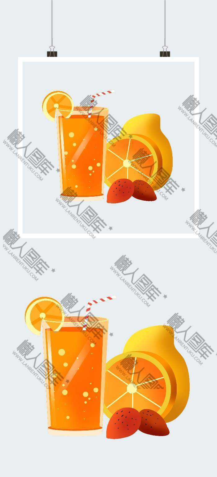 果汁饮料橙汁插画