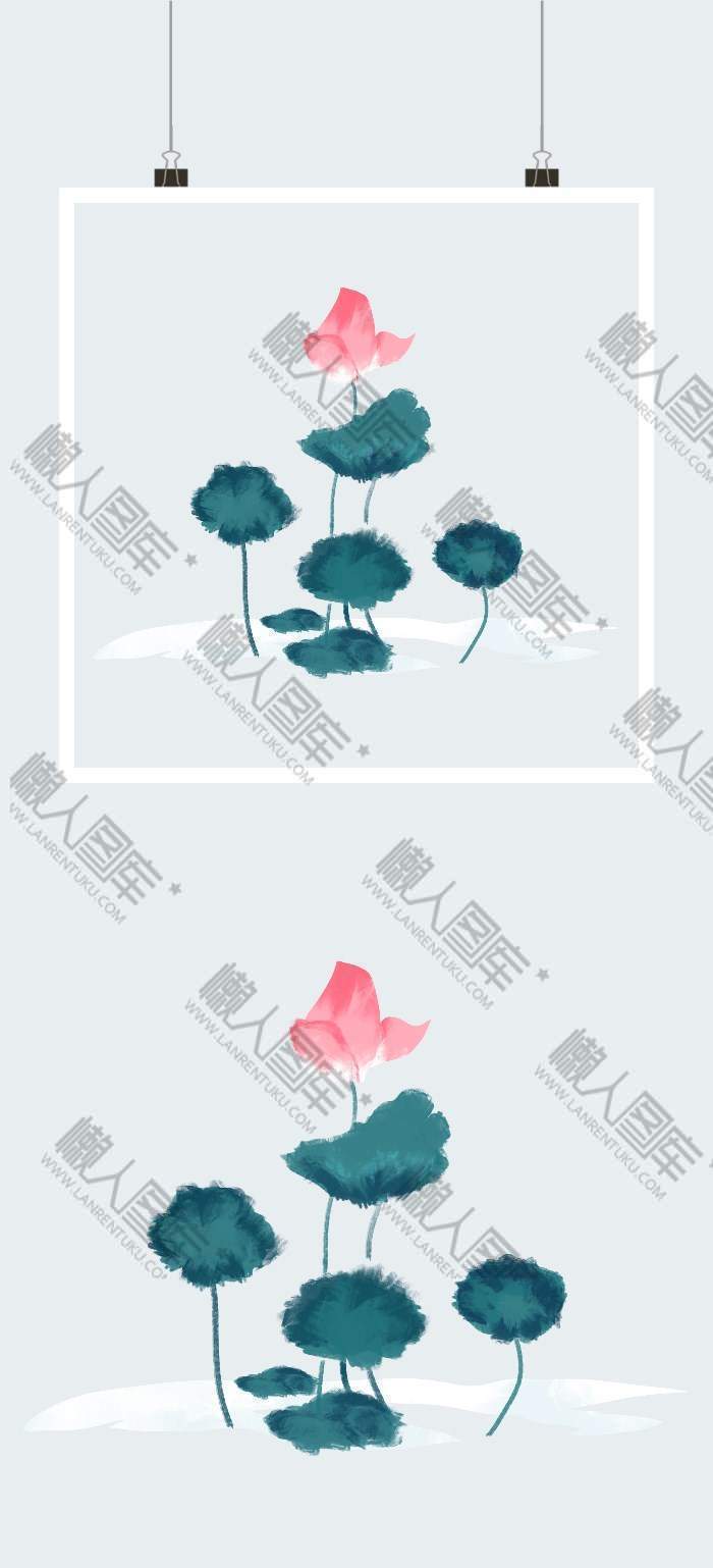 荷花墨绿色荷叶图1