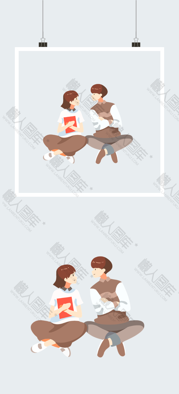 现代学生情侣插画图图2