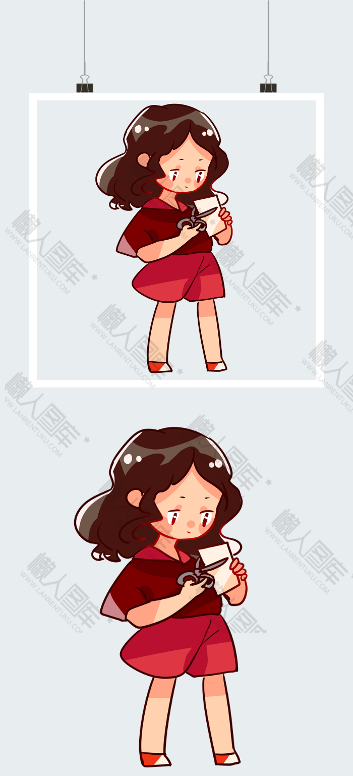 可爱红裙女孩插画图片图2