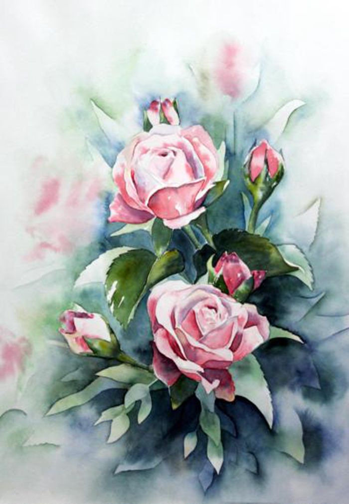 手绘玫瑰花油画图片 唯美玫瑰花高清壁纸素材下载 懒人图库