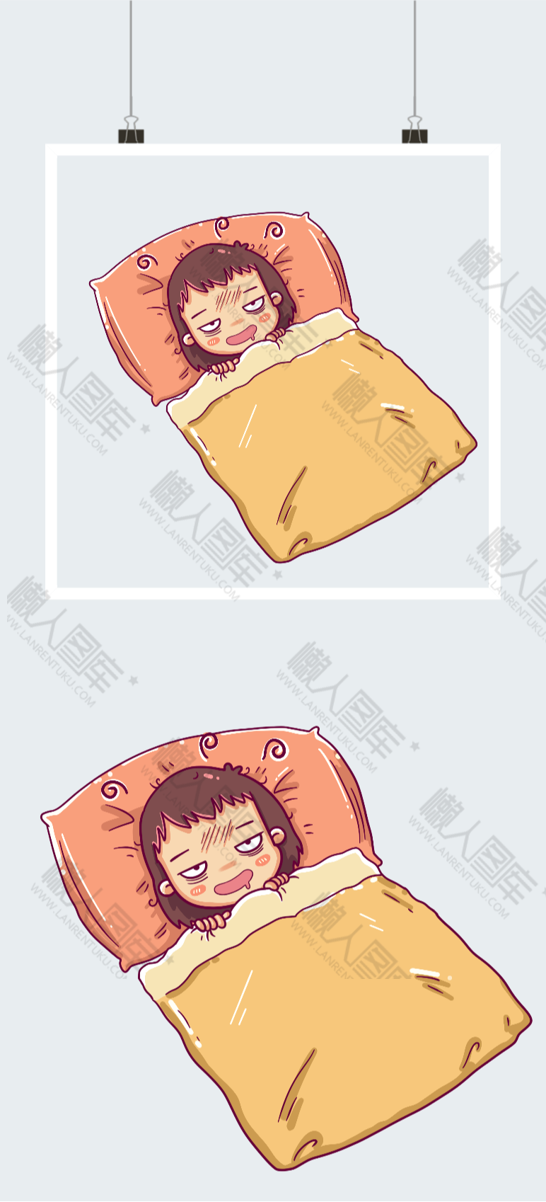 失眠的短发女孩插画图1