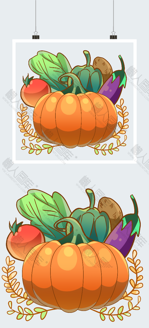 秋季丰收南瓜蔬菜元素图片