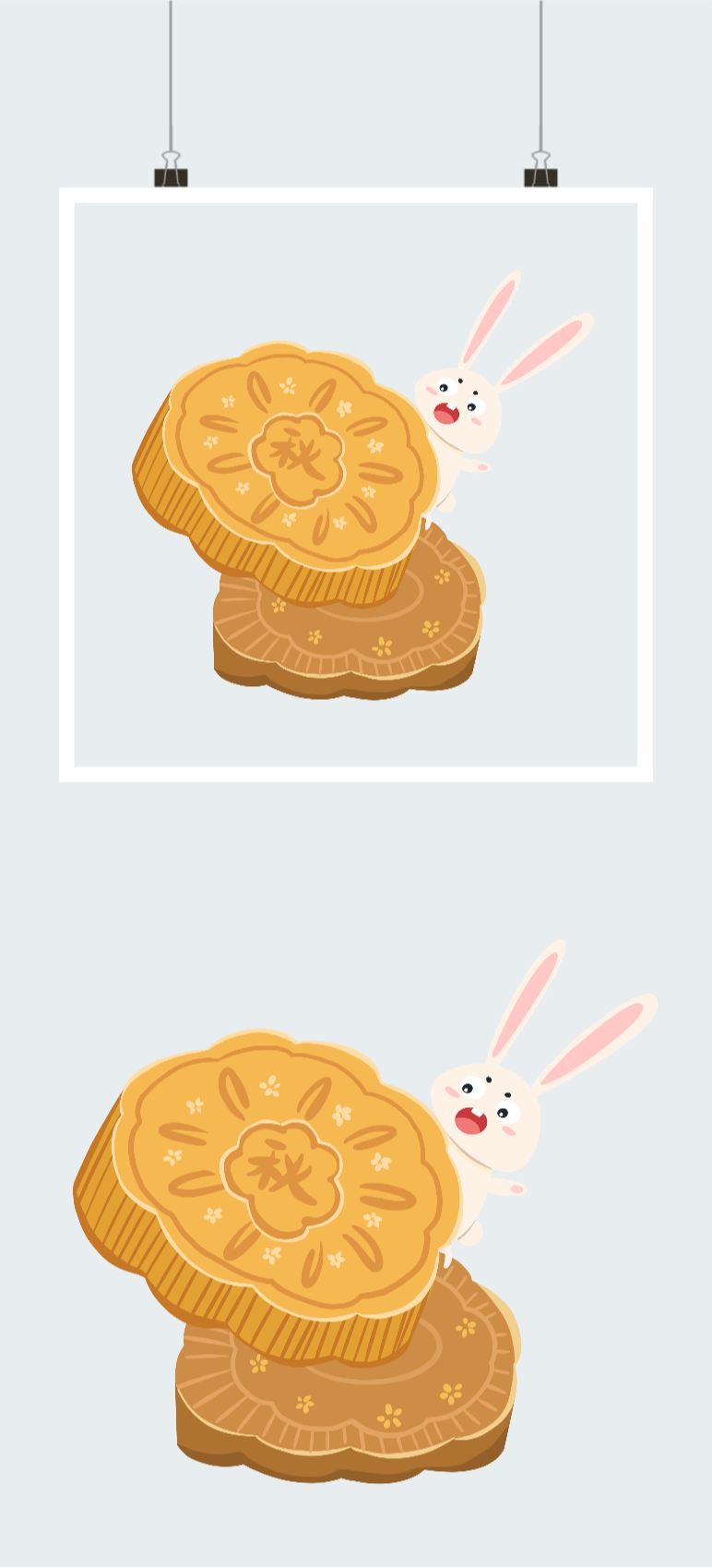 卡通动漫中秋月饼插画素材图2