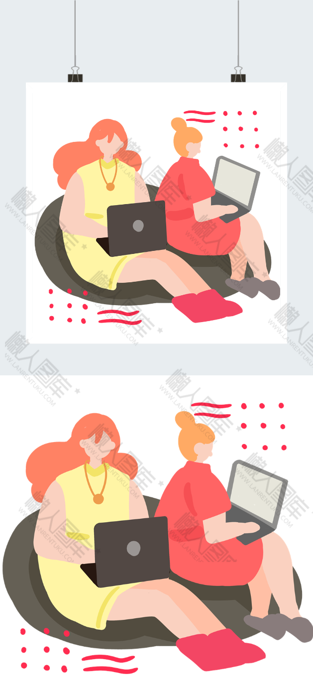 创意工作中的女孩插画图2
