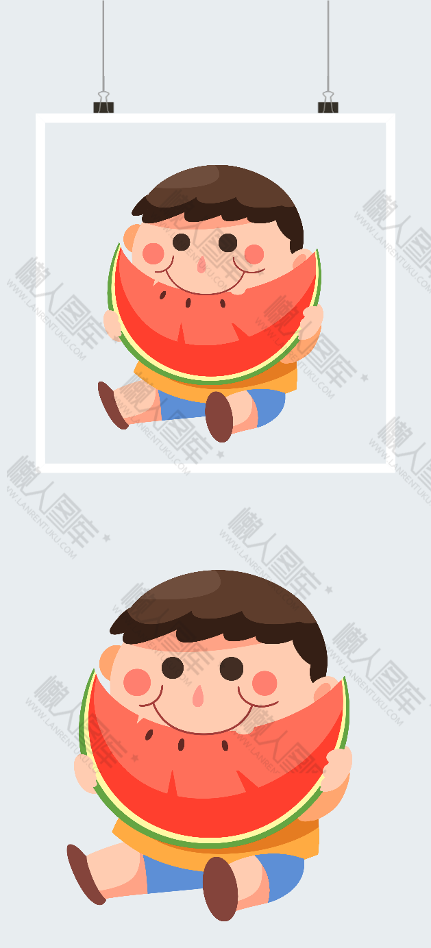 吃瓜男孩卡通图片图2