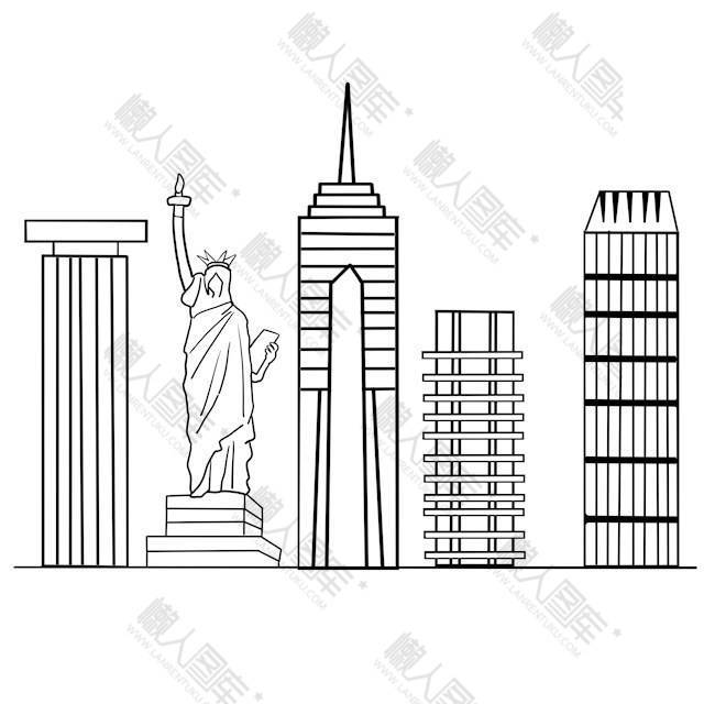 线描城市图片图1