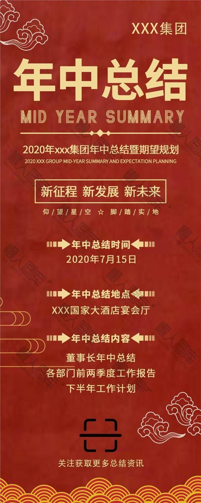红色大气年中总结汇报信息长图图1