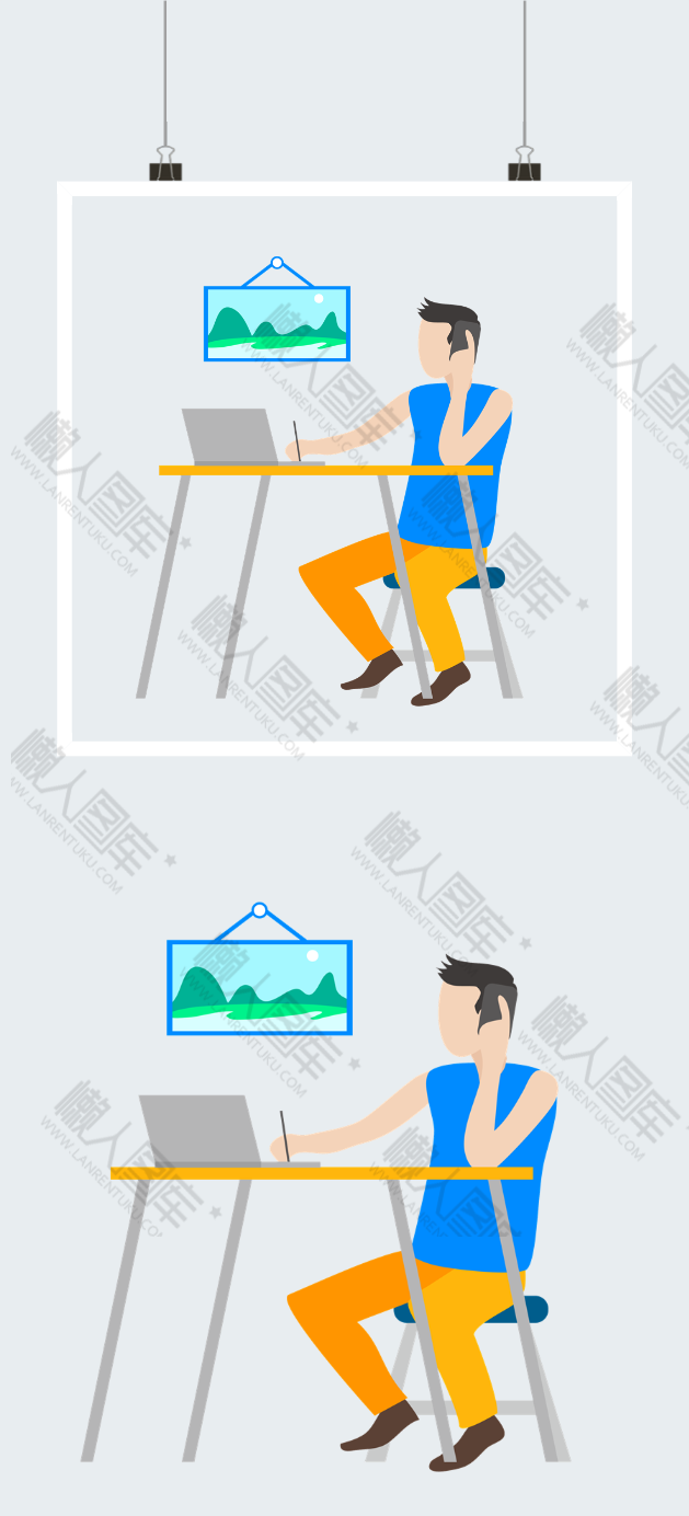 正在专心工作的男人插画图2