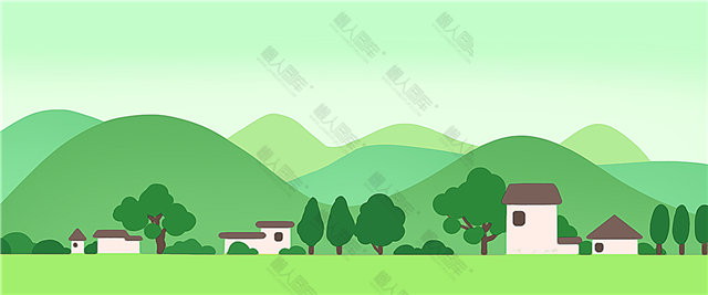 绿色村庄卡通图片图1