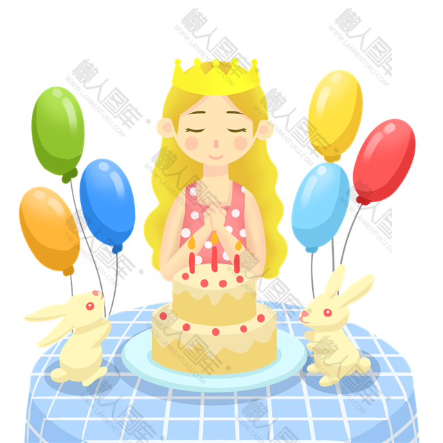小女孩生日许愿卡通图片图1