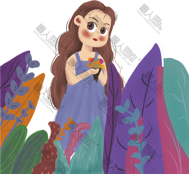 秋季卡通女孩手绘插画图1