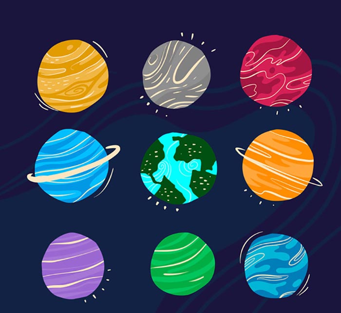 抽象太阳系行星插画图1