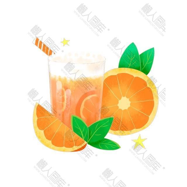 手绘饮品橙汁插画