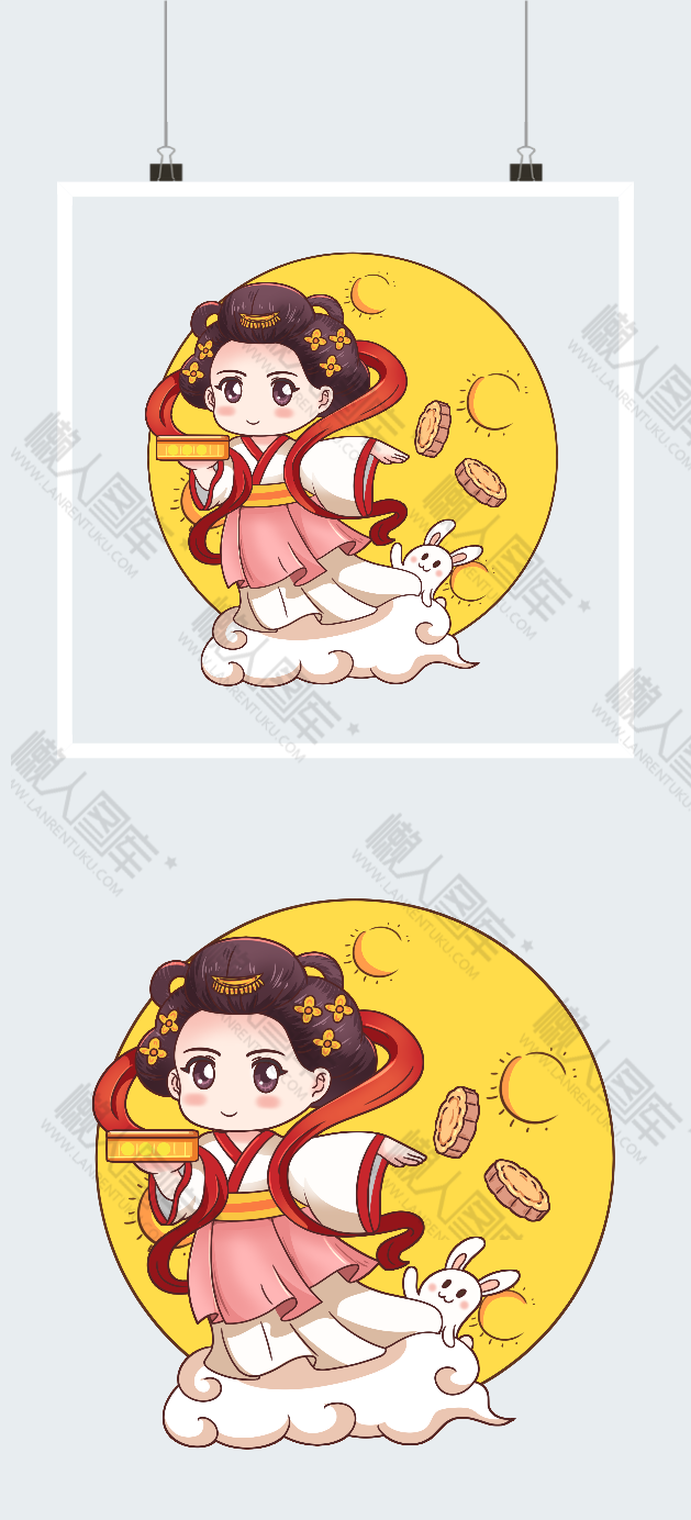嫦娥奔月矢量图图2