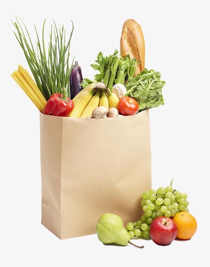 环保购物袋里的水果和蔬菜免抠图