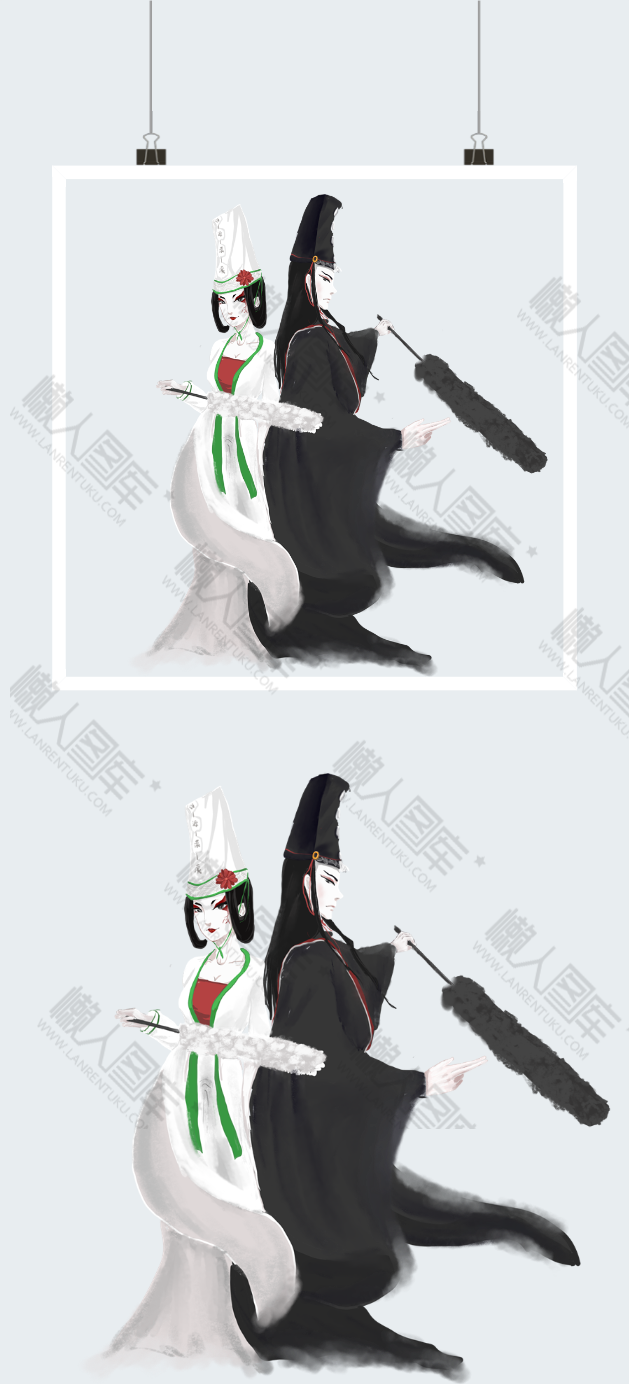 黑白无常人物素材免抠图图2