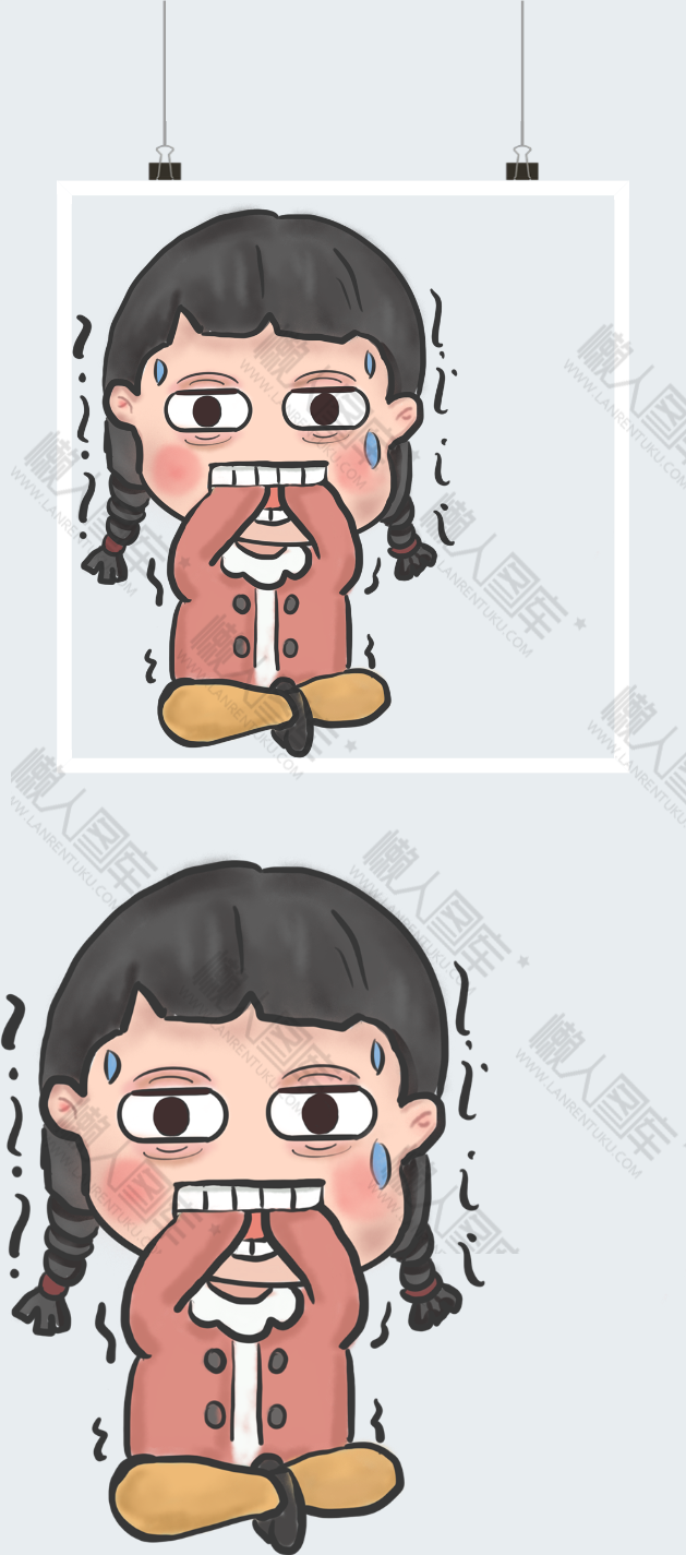 瑟瑟发抖害怕表情的女孩卡通图片图2