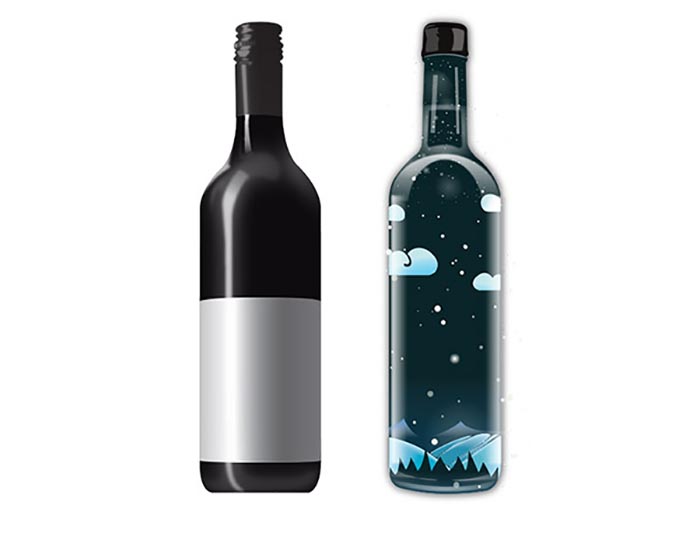 彩绘葡萄酒瓶矢量图图1
