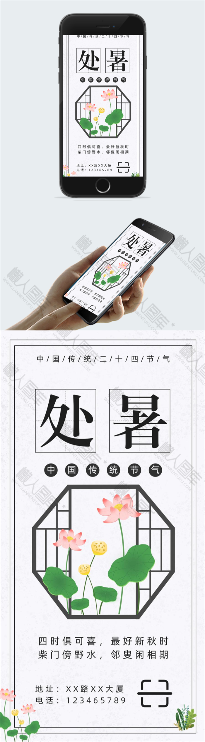 古风处暑荷花背景图片图2