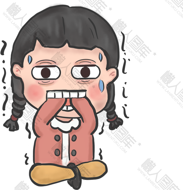 瑟瑟发抖害怕表情的女孩卡通图片图1