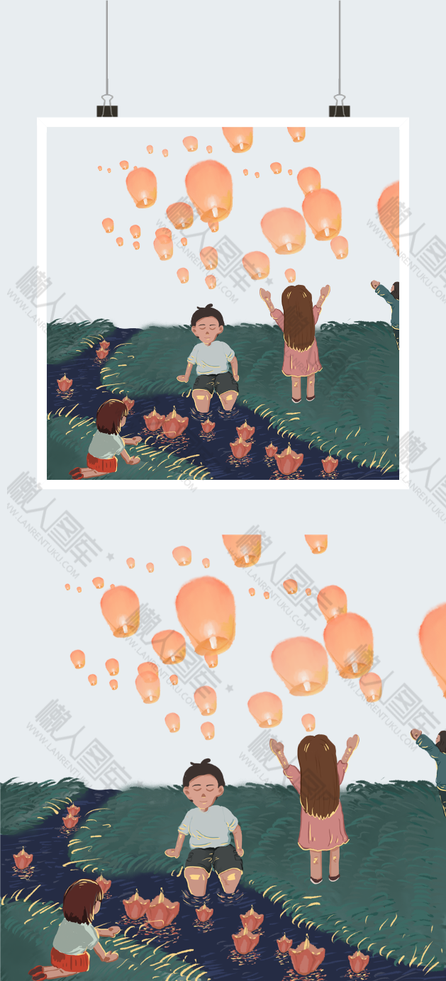 中元鬼节放孔明灯图片图2