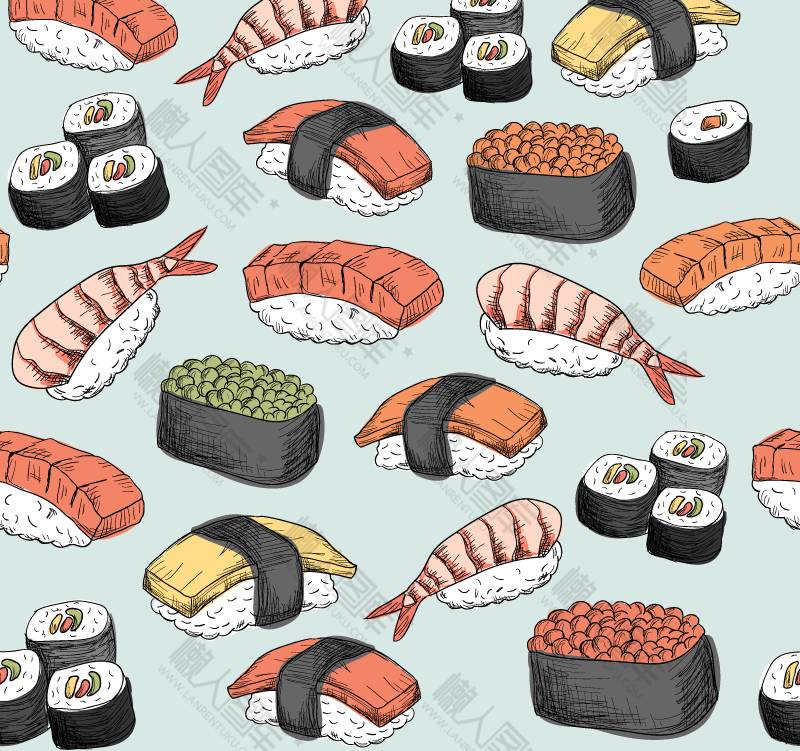 日本料理卡通图案无缝背景