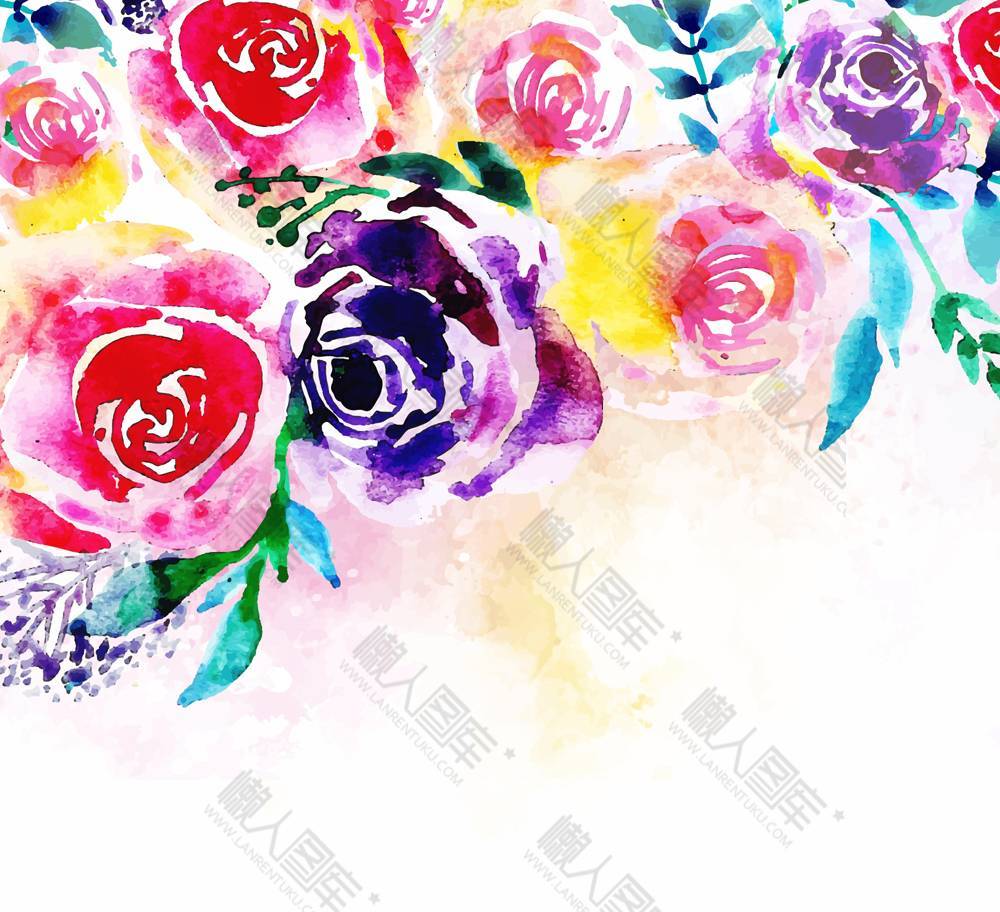 彩绘玫瑰花背景图
