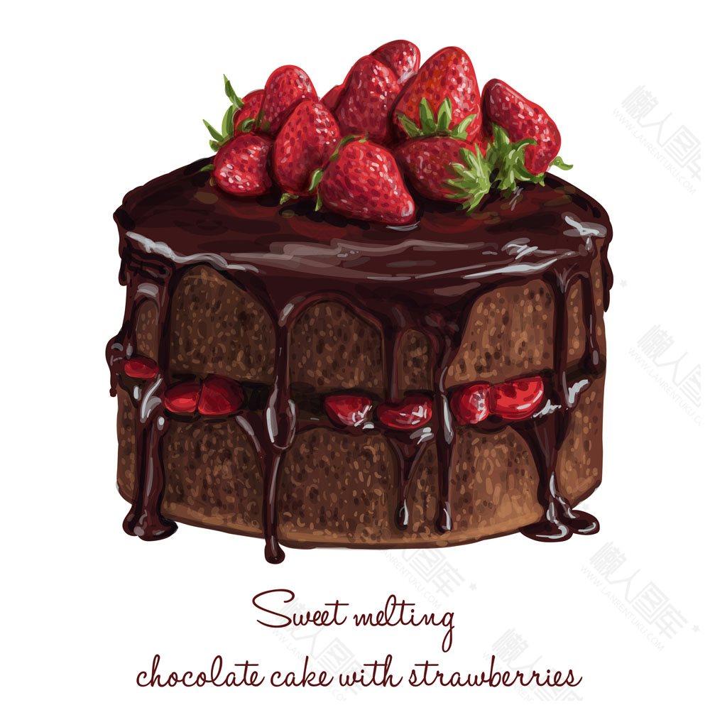 草莓巧克力蛋糕矢量素材