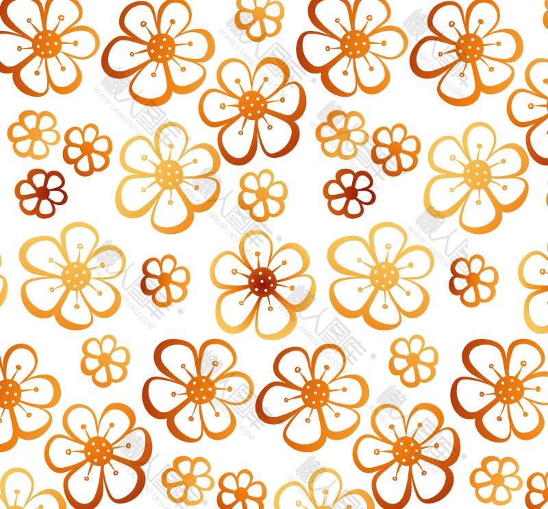 橙色六瓣花无缝背景