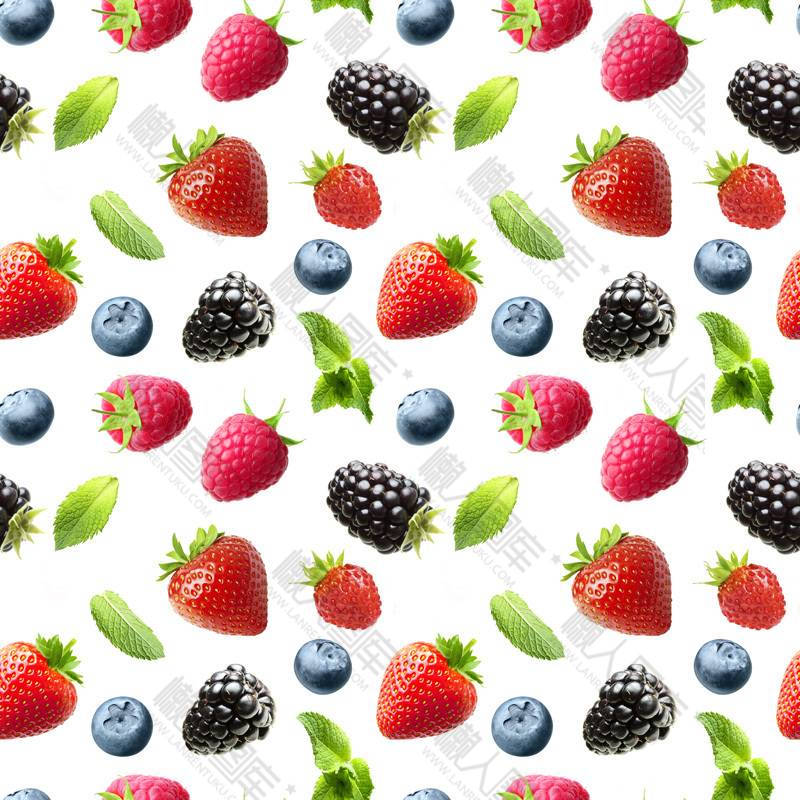 草莓蓝莓树莓无缝矢量图片